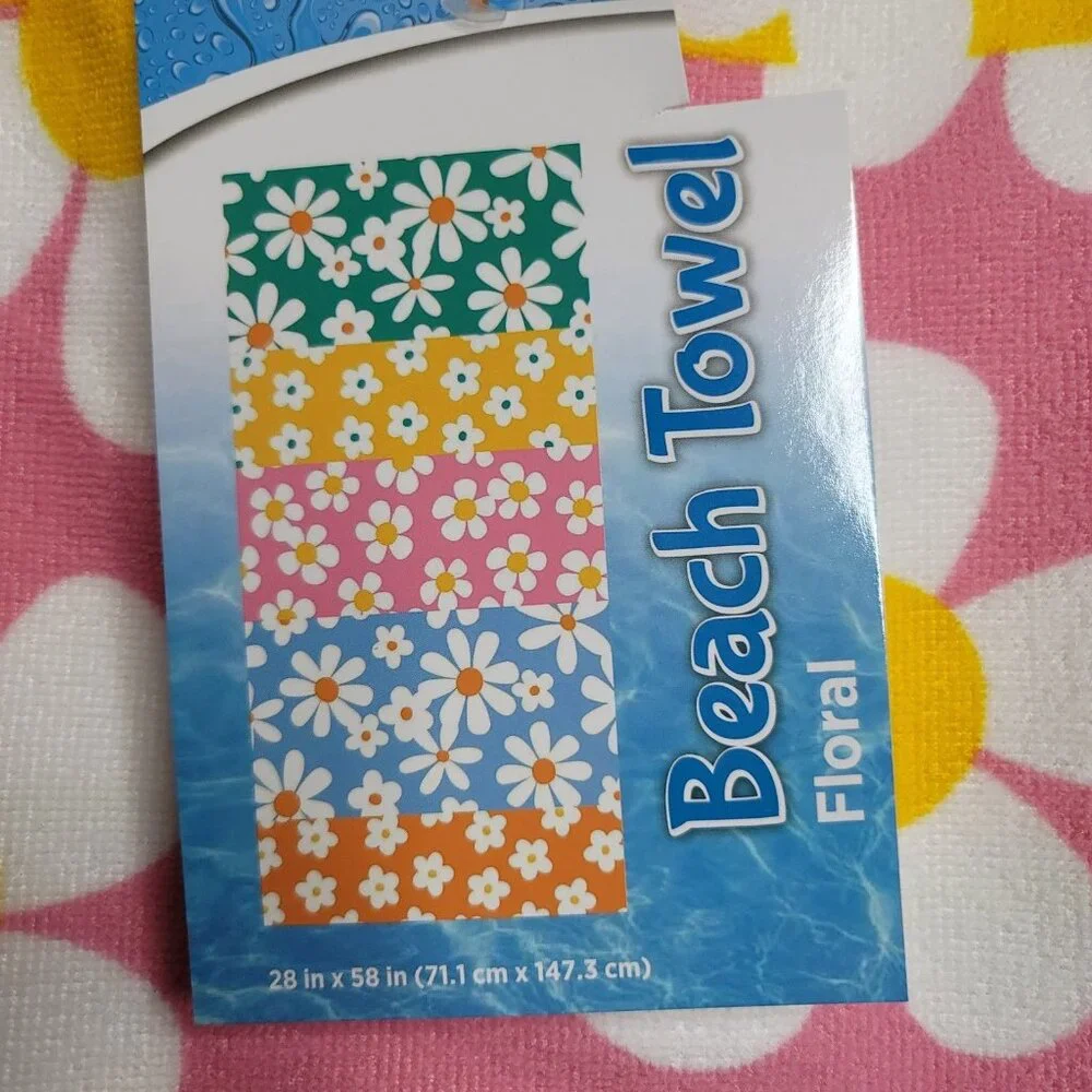 Floral Beach Towel Swim Pool  28 x 58 Inches New w Tags